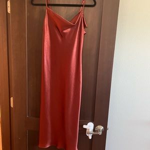 Burnt Orange Lulus Cowl Neck Silk Dress (purchased at Nordstrom) - Size L